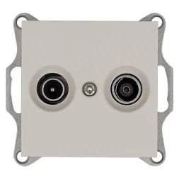 Розетка TV+FM Ф9.5mm проходная с накладкой, цвет Тауп Jasmart G6205T