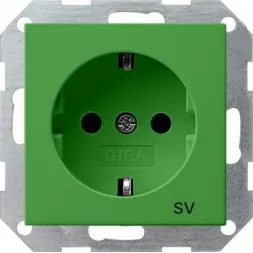 Розетка Gira System 55 Schuko SV с/з 16A 250V безвинтовой зажим зеленый 045502