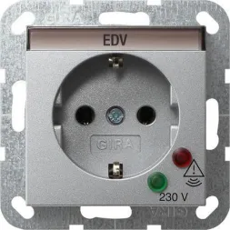 Розетка Gira System 55 Schuko с защитой от перенапряжения с/з 16A 250V безвинтовой зажим алюминий 04