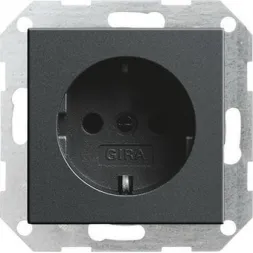 Розетка Gira System 55 Schuko с/з 16A 250V безвинтовой зажим антрацит 018828