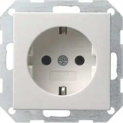 Розетка Gira System 55 Schuko с/з 16A 250V безвинтовой зажим чисто-белый шелковисто-матовый 018827