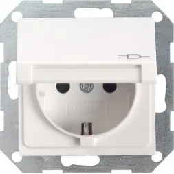 Розетка Gira System 55 Schuko с/з с крышкой 16A 250V безвинтовой зажим чисто-белый шелковисто-матовы