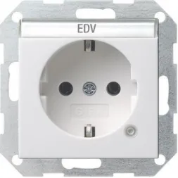Розетка Gira System 55 Schuko с/з с подсветкой 16A 250V безвинтовой зажим чисто-белый глянцевый 0452