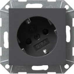 Розетка Gira System 55 Schuko с/з со шторками 16A 250V безвинтовой зажим антрацит 041828