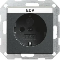 Розетка Gira System 55 Schuko с/з со шторками 16A 250V безвинтовой зажим антрацит 046228