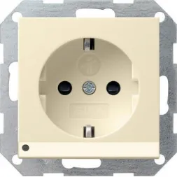 Розетка Gira System 55 Schuko с/з со шторками подсветкой 16A 250V безвинтовой зажим кремовый глянцев