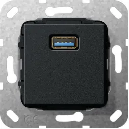 Розетка USB 3.0 A Gira System 55 черный матовый 568210