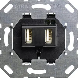 Розетка двойная USB А Gira System 55 для электропитания выходы 235900