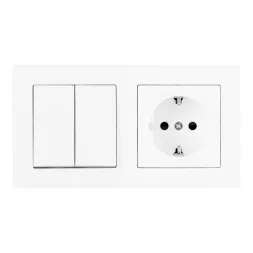 Выключатель двухклавишный с розеткой Arte Milano SET06-2-30-2-40-1 white