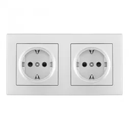 Розетка двойная (двухпостовая) с/з и шторками Arte Milano SET06-2-40-1x2 silver