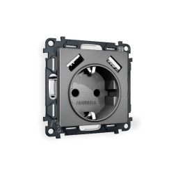 Комплект механизма розетки 2USB A+A 18W (быстрая зарядка) с/з Ambrella Volt Alfa MA659010