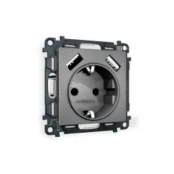 Комплект механизма розетки 2USB A+A 18W (быстрая зарядка) с/з Ambrella Volt Alfa MA659010