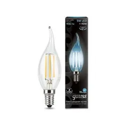 Лампа светодиодная Gauss E14 5W 4100K прозрачная 104801205