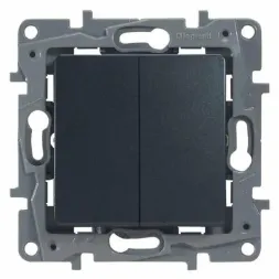 Переключатель двухклавишный Legrand Etika 10A 250V антрацит 672612