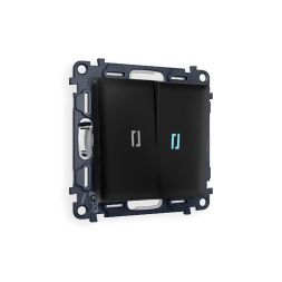 Комплект механизма 2-кл проходного выключателя с подсветкой Ambrella Volt Alfa MA804040