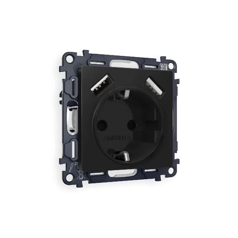 Комплект механизма розетки 2USB A+A 18W (быстрая зарядка) с/з Ambrella Volt Alfa MA809010
