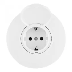Розетка круглая с/з и шторками, защитной крышкой и рамкой Arte Milano SET08-1-41-1 white