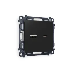 Комплект механизма розетки 2USB A+C 20W (быстрая зарядка) Ambrella Volt Alfa MA811010