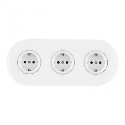 Круглая розетка тройная (трехпостовая) с/з и шторками Arte Milano SET08-3-40-1x3 white