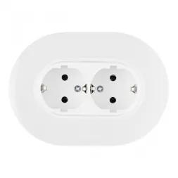 Круглая розетка двойная с/з и шторками Arte Milano SET08-double-40-2 white