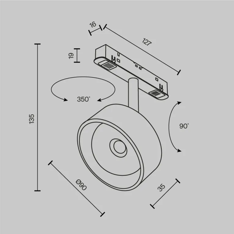 Трековый магнитный светильник Maytoni Lens TR217-2-15W3K-B