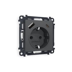 Комплект механизма розетки 2USB A+C 20W (быстрая зарядка) с/з Ambrella Volt Alfa MA910010