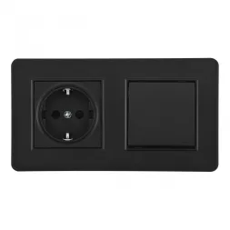 Выключатель одноклавишный с розеткой Arte Milano SET16-2-40-1-30-1 black