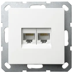 Интернет розетка Jasmart двойная разъем RJ45х2 с накладкой белый глянцевый G6106W