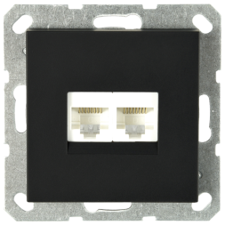 Интернет розетка Jasmart двойная разъем RJ45х2 с накладкой черный матовый (soft touch) G6106PB