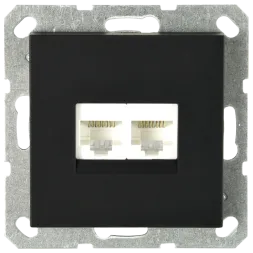 Интернет розетка Jasmart двойная разъем RJ45х2 с накладкой черный матовый (soft touch) G6106PB