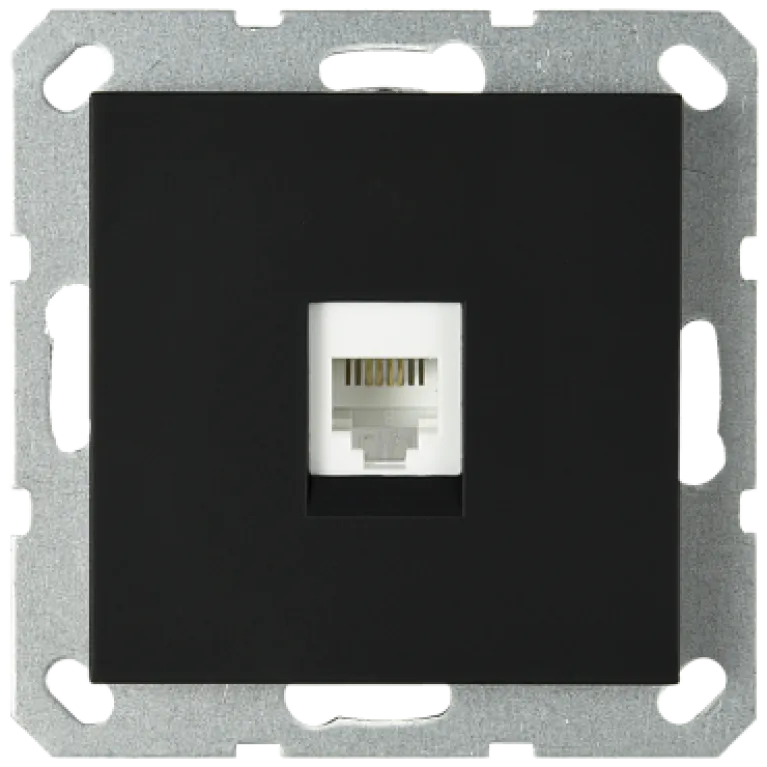 Интернет розетка Jasmart разъем RJ45 с накладкой черный матовый (soft touch) G6105PB