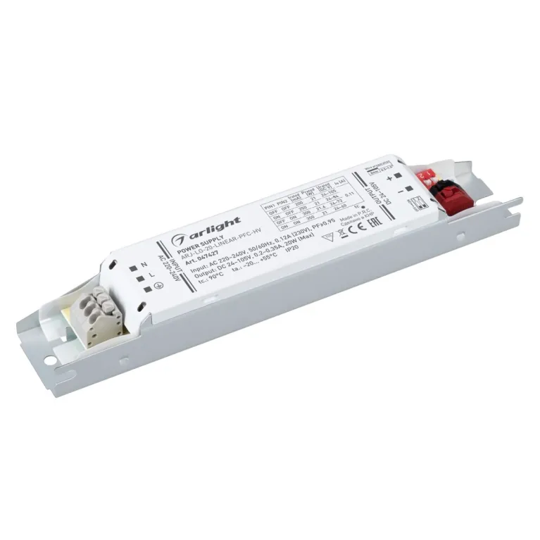 Блок питания Arlight ARJ-LG-20-LINEAR-PFC-HV (20W, 24-105V, 0.2-0.35A) (IP20 Металл) 047427