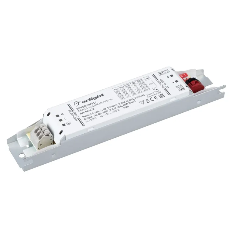 Блок питания Arlight ARJ-LG-40-LINEAR-PFC-HV (40W, 40-200V, 0.2-0.35A) (IP20 Металл) 047428