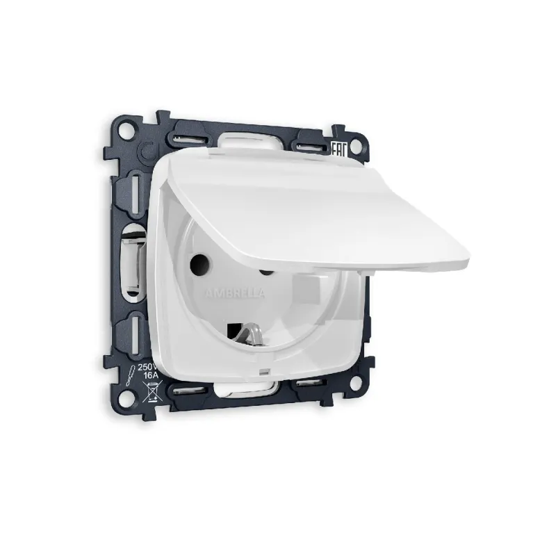 Комплект механизма розетки с/з со шторками и крышкой Ambrella Volt Omega MO128010