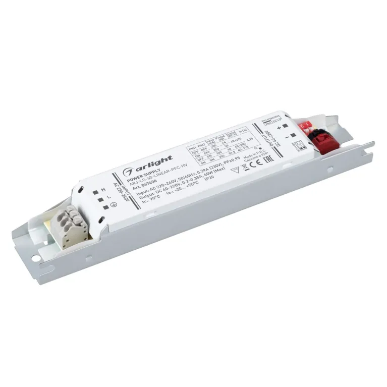 Блок питания Arlight ARJ-LG-60-LINEAR-PFC-HV (60W, 40-220V, 0.2-0.35A) (IP20 Металл) 047430