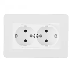 Розетка двойная с/з и шторками Arte Milano SET16-double-40-2 white