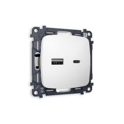 Комплект механизма розетки 2USB A+C 20W (быстрая зарядка) Ambrella Volt Omega MO131010