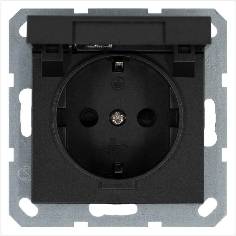 Розетка с/з со шторками с крышкой 16A Jasmart G5505B