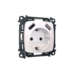 Комплект механизма розетки 2USB A+A 18W (быстрая зарядка) с/з Ambrella Volt Omega MO209010