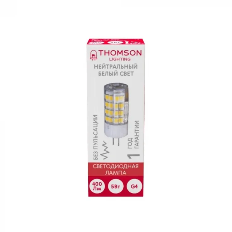 Лампа светодиодная Thomson G4 5W 4000K прозрачная TH-B4206