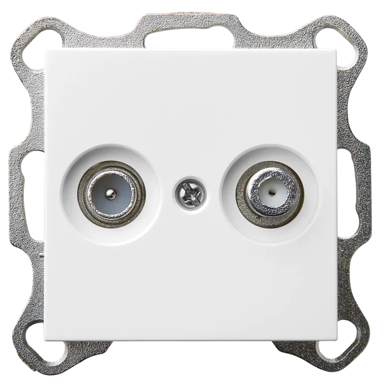 Розетка TV-FM Jasmart оконечная с накладкой белый глянцевый G6204W