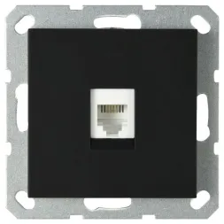 Телефонная розетка Jasmart разъем RJ11 с накладкой черный матовый (soft touch) G6101PB