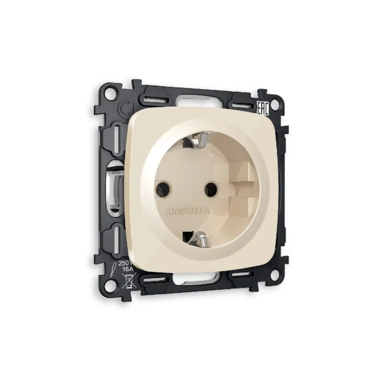 Комплект механизма розетки с/з на винтовых зажимах Ambrella Volt Omega MO306010