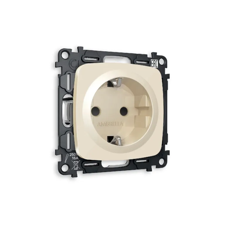 Комплект механизма розетки с/з со шторками Ambrella Volt Omega MO307010