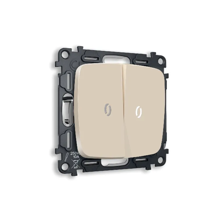 Комплект механизма 2-кл выключателя с подсветкой Ambrella Volt Omega MO324015