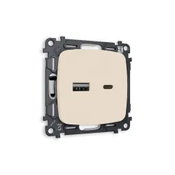 Комплект механизма розетки 2USB A+C 20W (быстрая зарядка) Ambrella Volt Omega MO331010