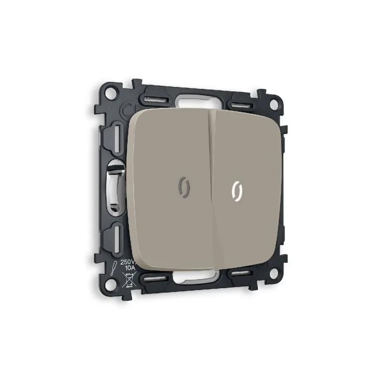 Комплект механизма 2-кл выключателя с подсветкой Ambrella Volt Omega MO364015