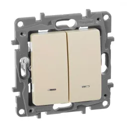 Выключатель двухклавишный Legrand Etika с подсветкой 10A 250V слоновая кость 672304