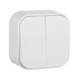 Выключатель двухклавишный Legrand Quteo 10A 250V белый 782202