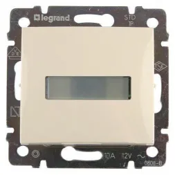 Выключатель кнопочный одноклавишный Legrand Valena 10A 12V с подсветкой держателем этикетки слоновая